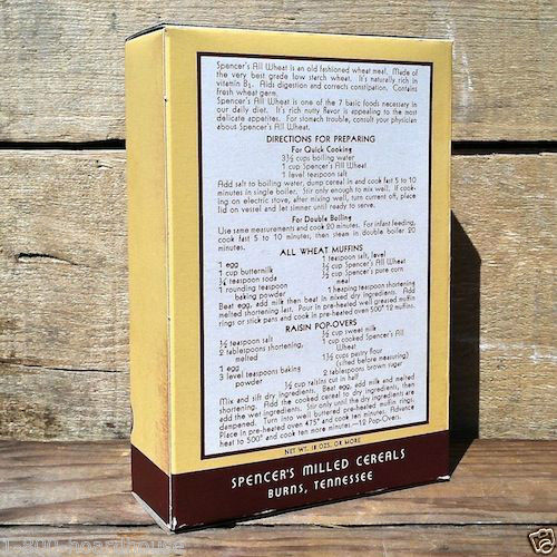 SPENCER'S ALL-WHEAT Cereal Box 1930s