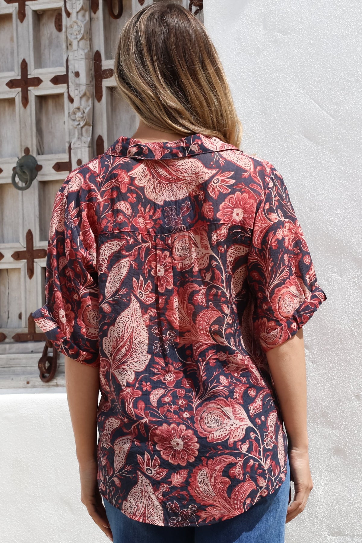 Shelly Shirt - Collared Button Down Shirt in Narah Print