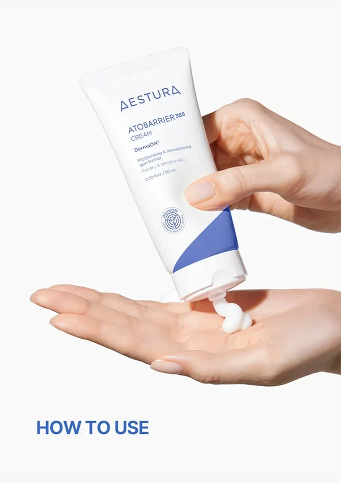 Dispense AESTURA Atobarrier 365 Cream into clean hands and smooth over the face