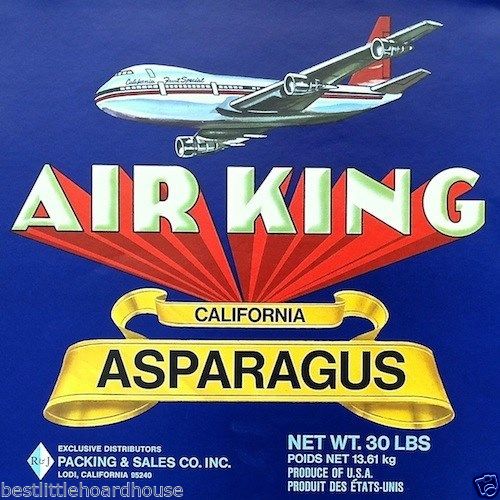 AIR KING ASPARAGUS Vegetable Crate Label 1950's