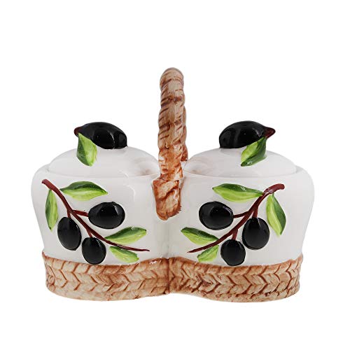 Ceramic Condiment Holder With Olive Branch