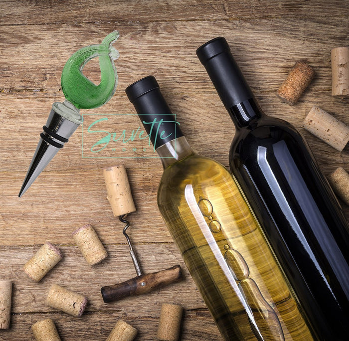 Elegant Green Glass Topped Bottle Stopper