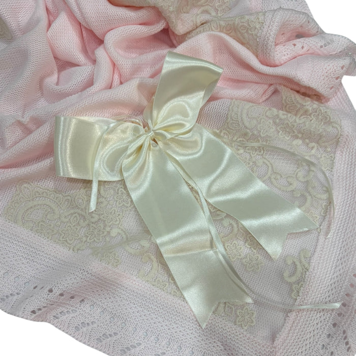 Esme Luxe Light Pink with Ivory Knitted Blanket