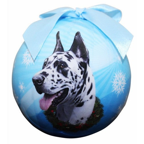 Full Color Great Dane Ball Ornament - Harlequin