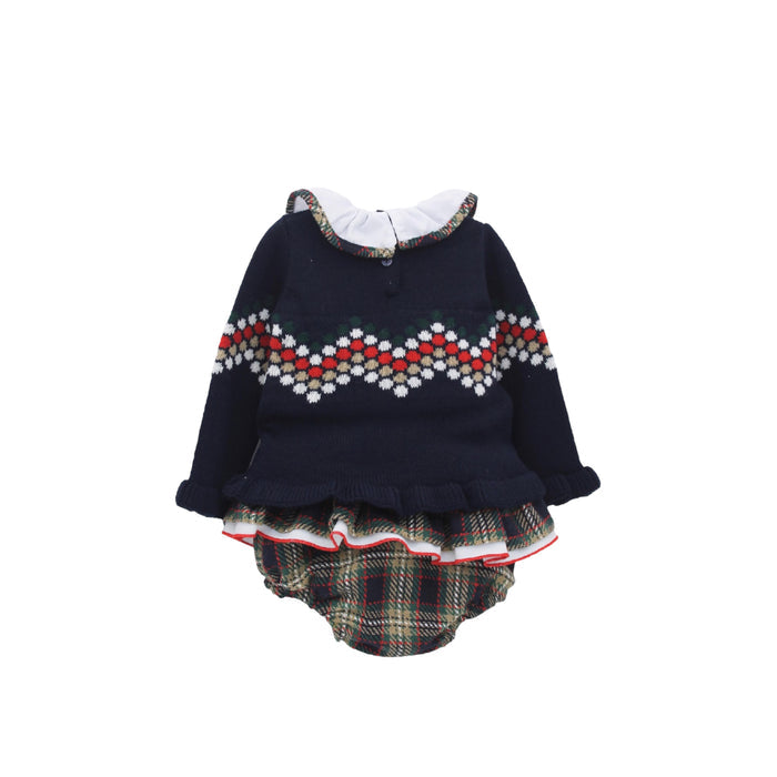 Ignacia Half-Knitted Bloomers Tartan Set