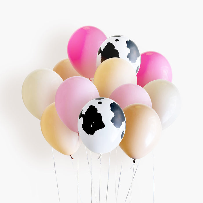 Moo Moo Cowgirl Balloon Bouquet - Barnyard Birthday Party - Nashville Bachelorette - Let's Go Girl - Cow Print Balloon
