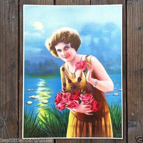 MOONLIGHT REFLECTION Lithograph Art Print 1920s