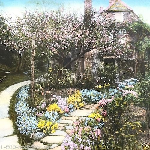 NETHERCOTE COTTAGE Wallace Nutting Art Lithograph Print 1940s