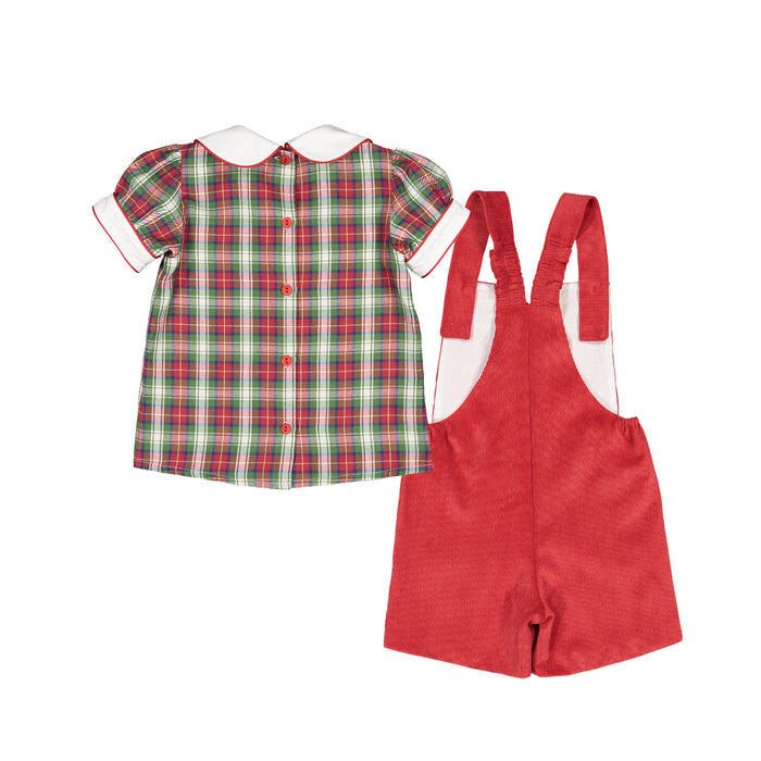 North Pole Tartan Baby Boy 2-Pc Romper Set