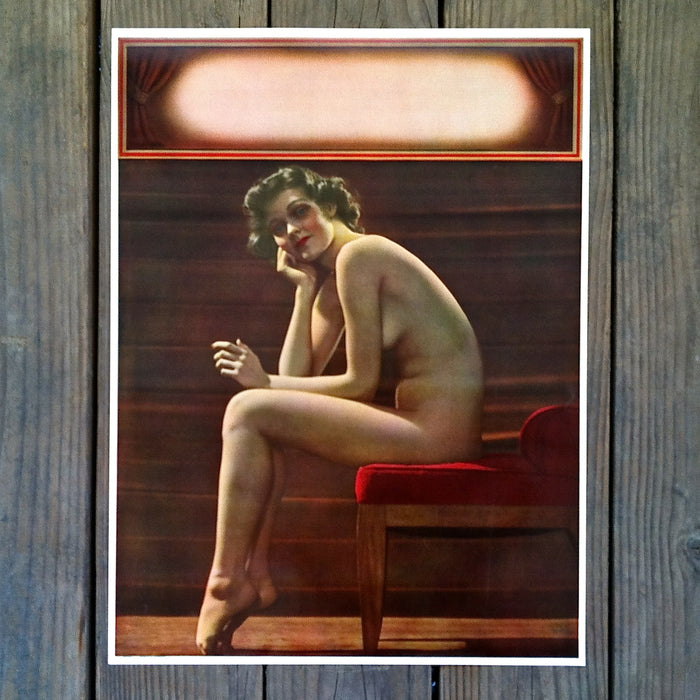 PERTLY POSED Nude Pinup Art Print 1947