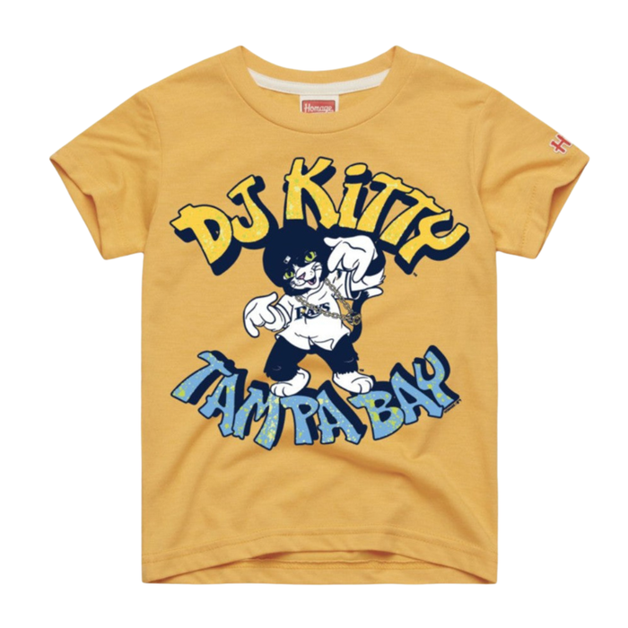 Rays Homage Youth Yellow DJ Kitty Mascot T-Shirt
