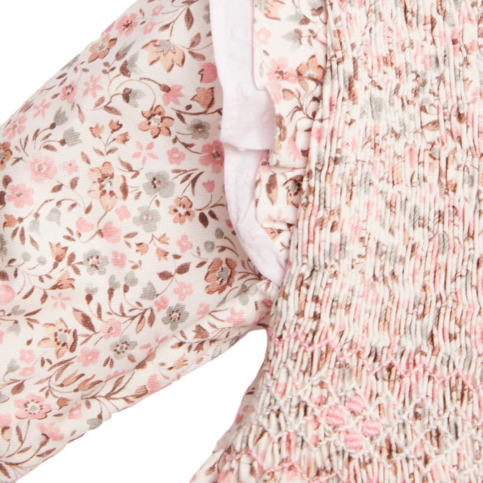 Simonetta Handsmocked Floral Long Sleeve Dress