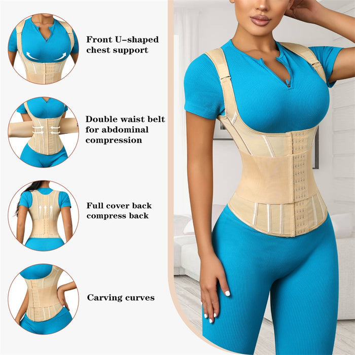 Waist Cincher Corset Double Belt Wrap Girdle Shapewear Tummy Control Waist