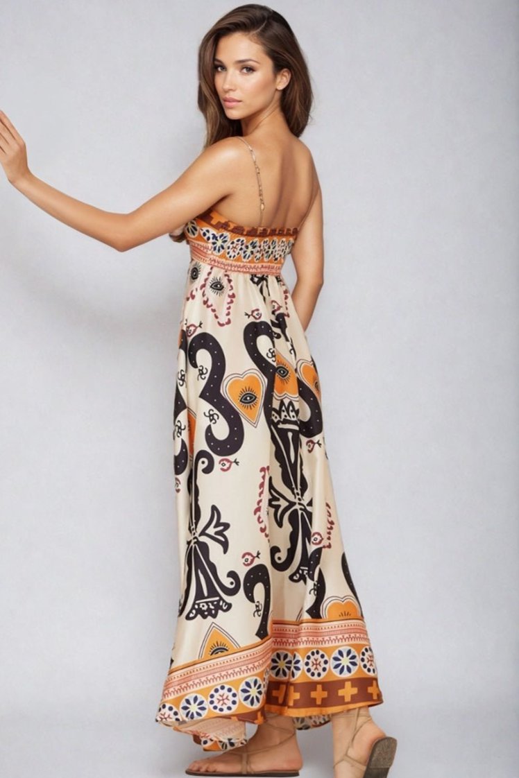 Bonita Maxi Dress - Spaghetti Strap Sun Dress in Belrae Print