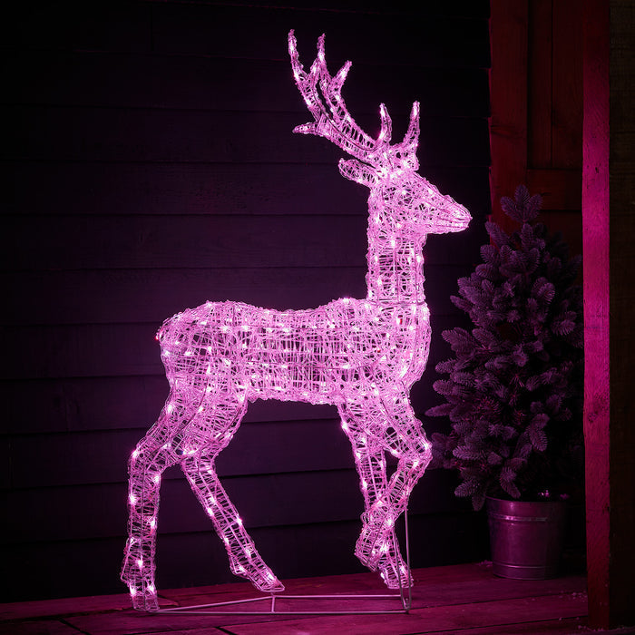 1.2m Colour Changing Swinsty Acrylic Stag Smart Light Up Reindeer