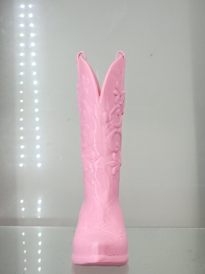 3D Printed Pink Cowboy Boot Brush Holder - Western Decor - RFE Marketing Ventures