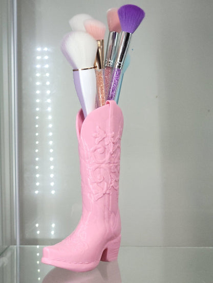3D Printed Pink Cowboy Boot Brush Holder - Western Decor - RFE Marketing Ventures