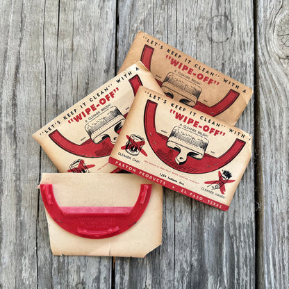 4 WHOLESALE Vintage 1940s WIPE-OFF PAINT BRUSH Gadget Cleaner w Display Card LOT