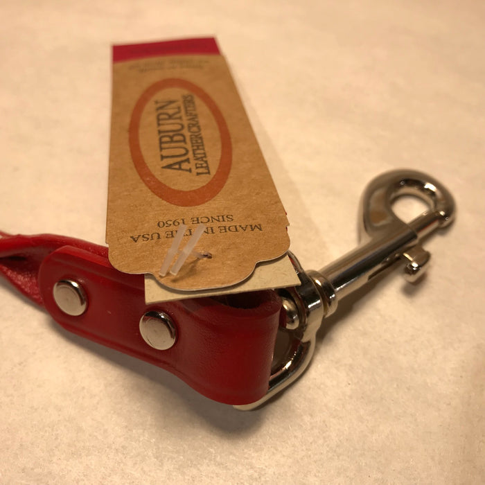 48" Rolled Leather Snap Leash - RED