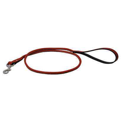 48" Rolled Leather Snap Leash - RED