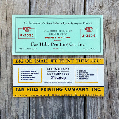 54 WHOLESALE 1940s FAR HILLS PRINTING CO Ink Desk Pad Blotter Ad LOT Tucson AZ