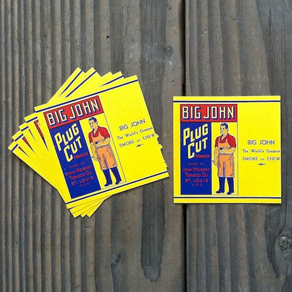 BIG JOHN PLUG CUT Smoke Tobacco Labels 1920s
