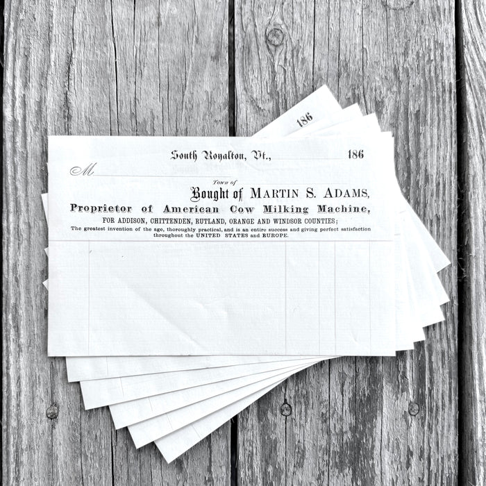 6 WHOLESALE 1860s Billhead Documents AMERICAN COW Milking Machine Document LOT