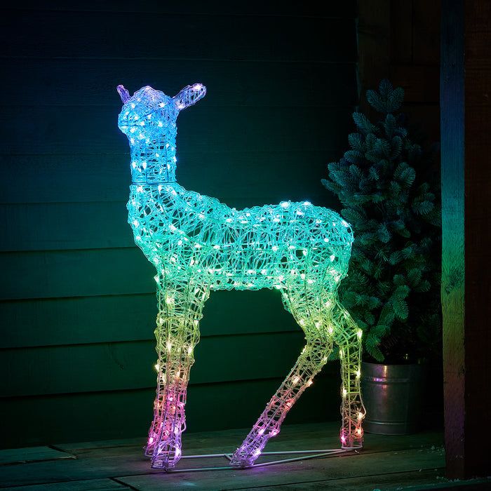 88cm Colour Changing Swinsty Acrylic Doe Smart Light Up Reindeer