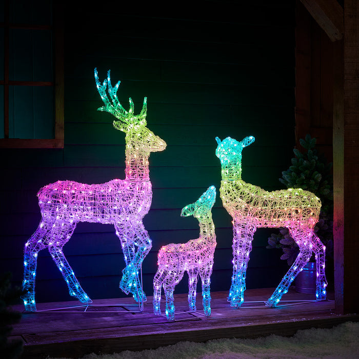 88cm Colour Changing Swinsty Acrylic Doe Smart Light Up Reindeer