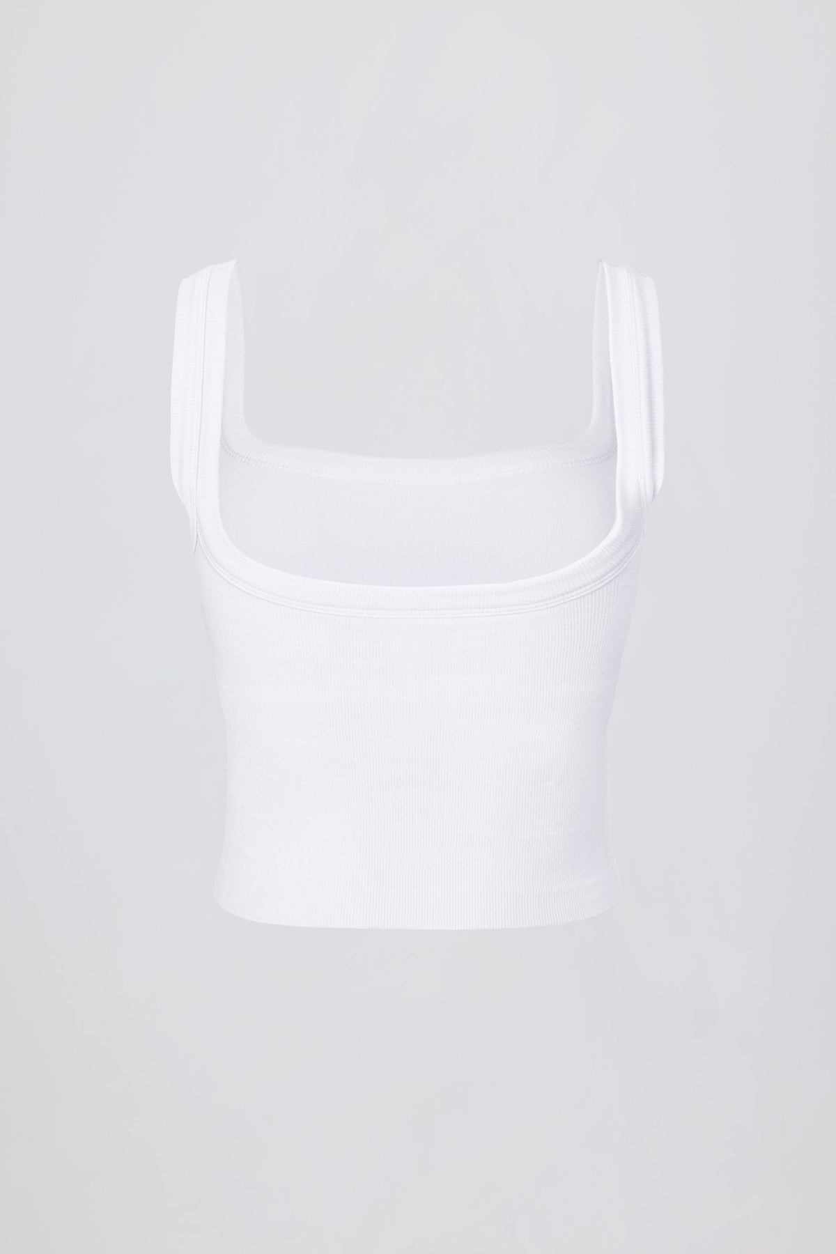 Seamless Soft Rib Square-Neck Tank Top in White