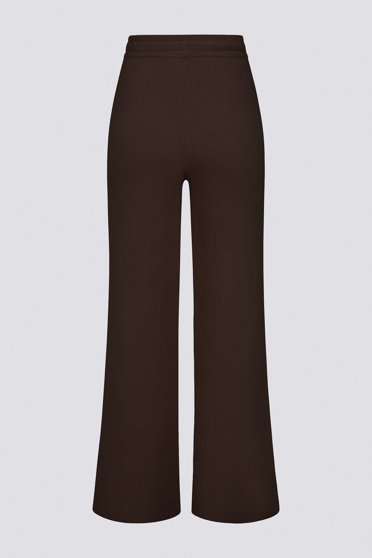 Ribbed Knit Wide-Leg Joggers in Pecan