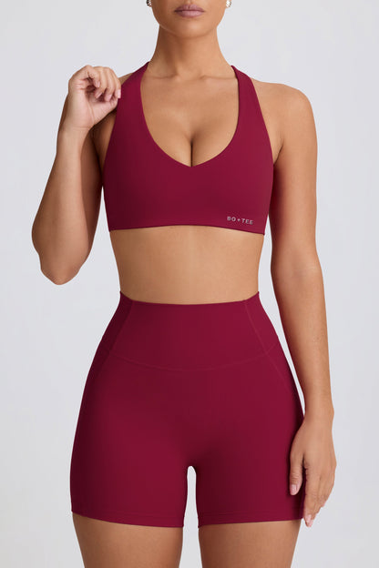 Soft Active Mini Shorts in Burgundy