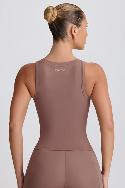 Soft Active V-Neck Tank Top in Mocha