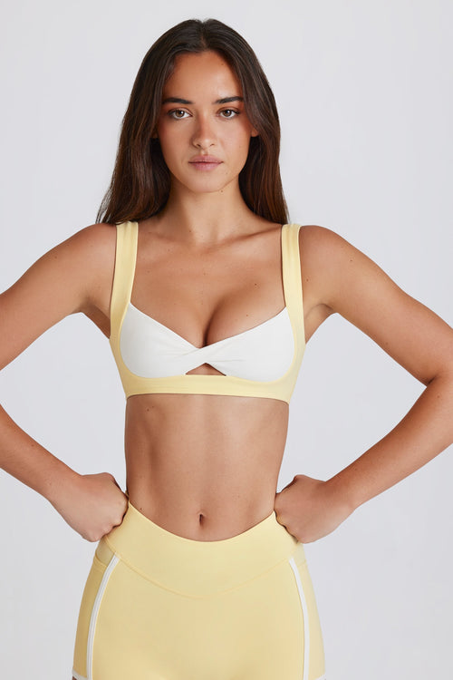 Soft Active Twist-Front Sports Bra in Lemon