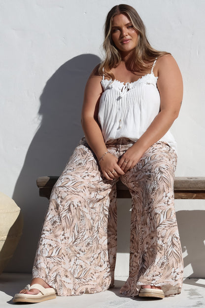 Charli Pants - Paper Bag High Waisted Wide Leg Pants in Akira Print