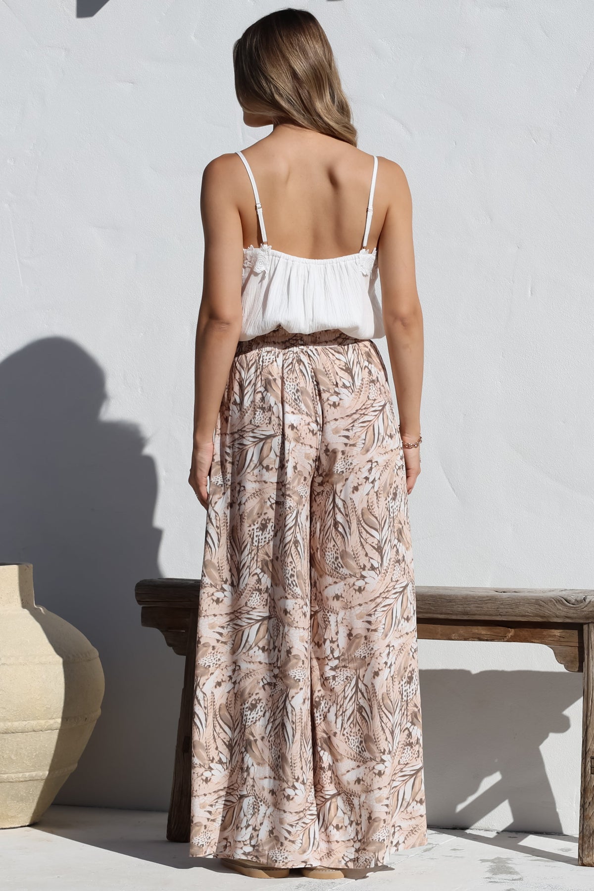 Charli Pants - Paper Bag High Waisted Wide Leg Pants in Akira Print