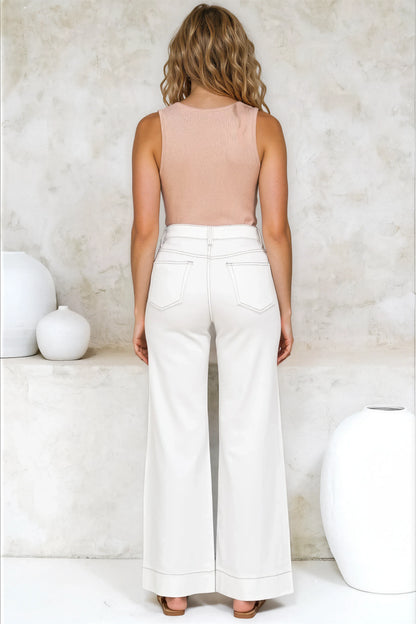 Cindy Wide Leg Jeans in White