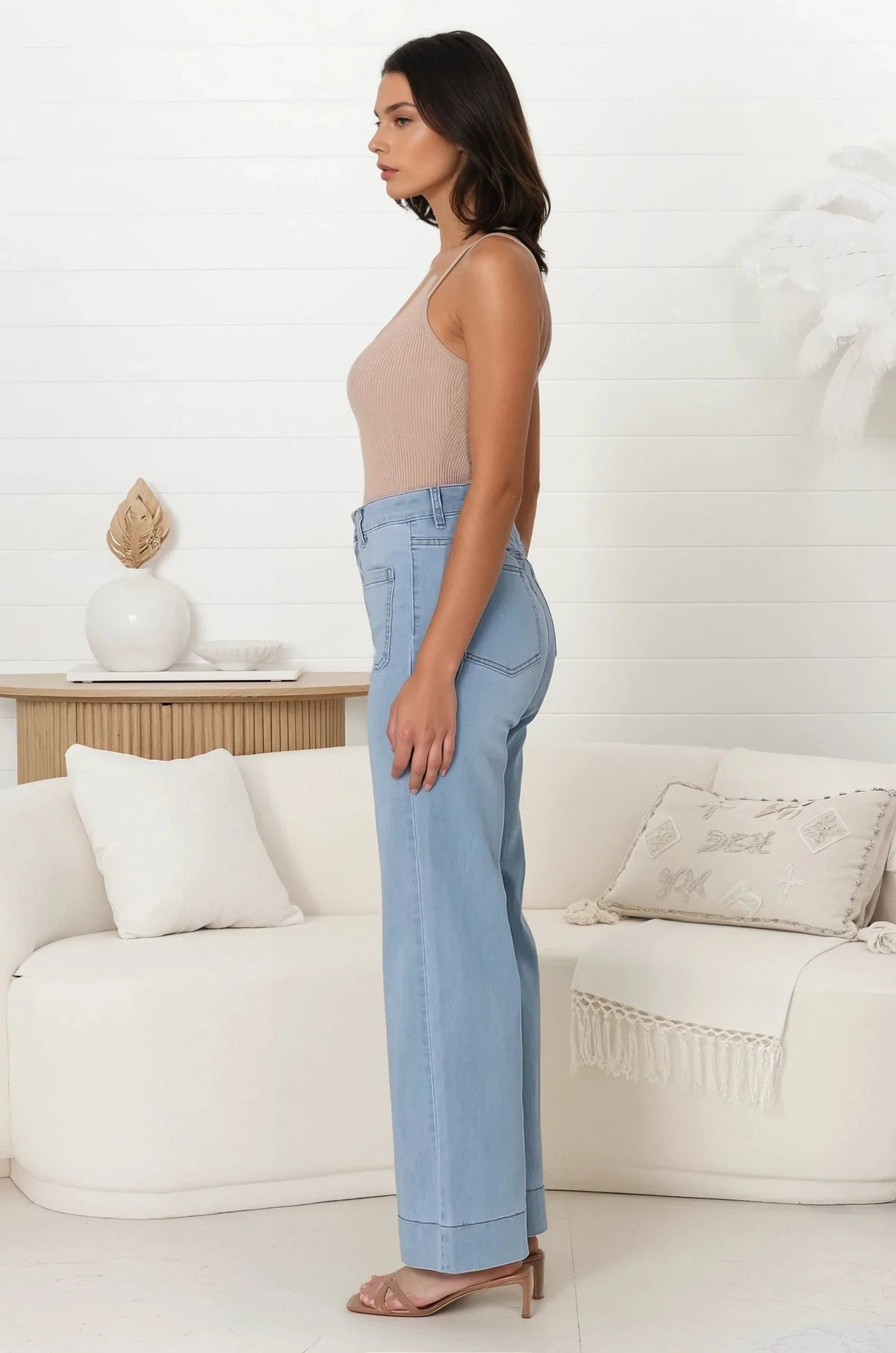 Cindy Wide Leg Jeans in Light Denim