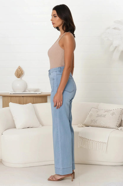 Cindy Wide Leg Jeans in Light Denim