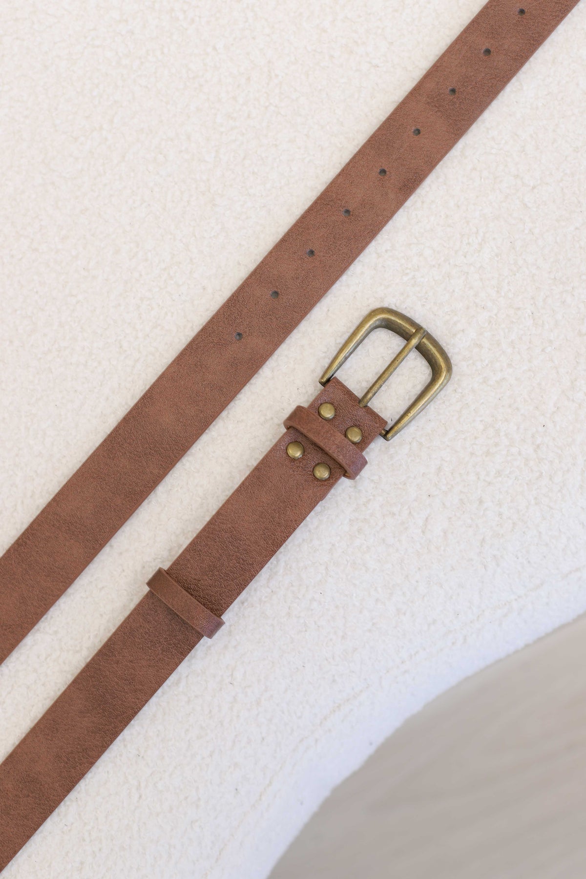 Creed PU Leather Gold Buckle Belt - Brown
