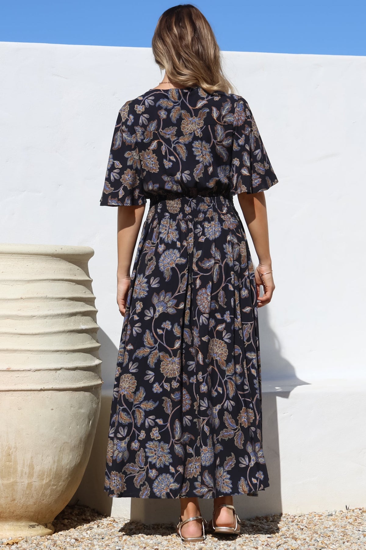 Dulcie Maxi Dress - Cape Sleeve Button-Down Maxi with Pockets in Enchanted Ink Print