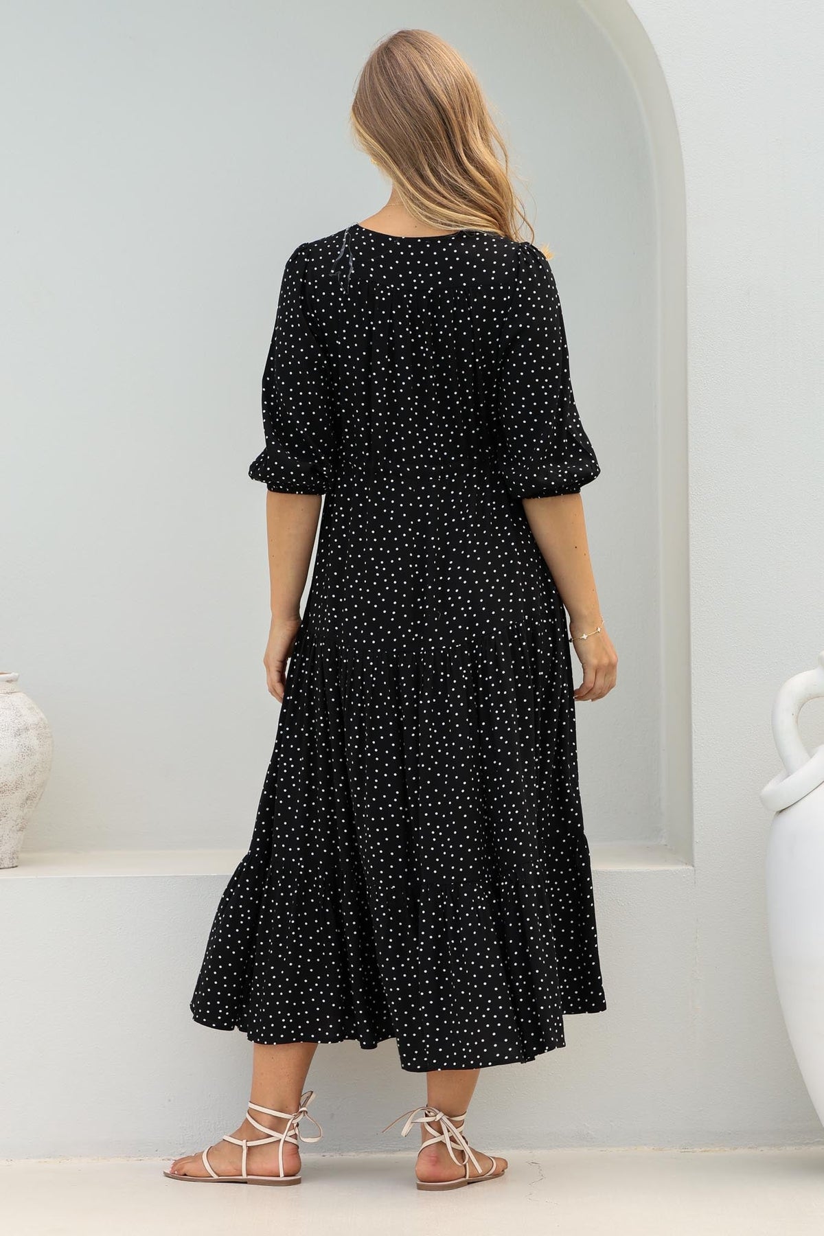 Montania Maxi Dress - Buttoned Bodice Pull in Waist Dress