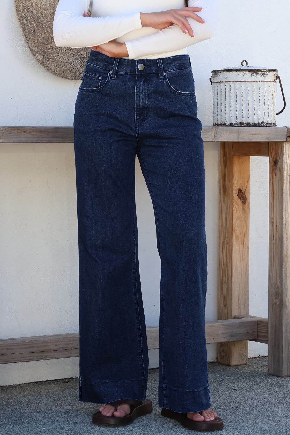 Jesse Jeans - High Waisted Wide Leg Jeans in Dark Denim