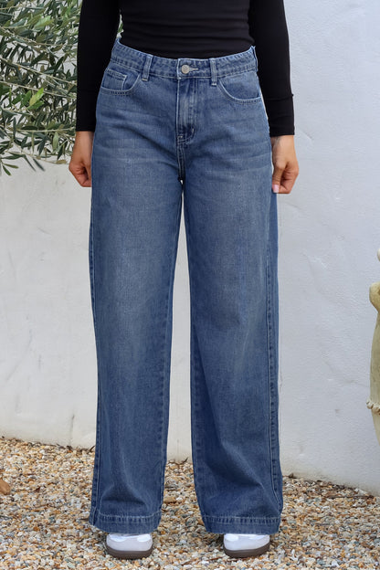 Kash Jeans - Relaxed Mid Rise Mum Jeans in Dark Denim