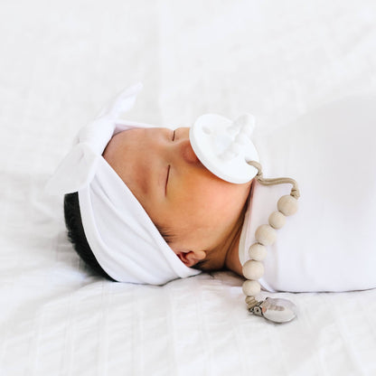 Knit Headband Bow - Dove
