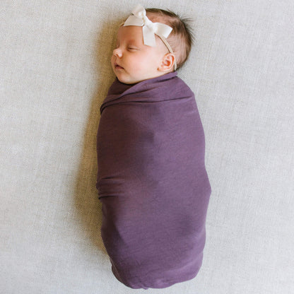 Knit Swaddle Blanket - Plum