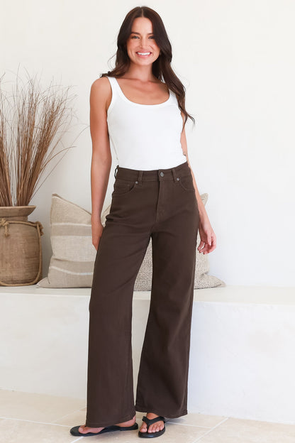 Samieka Jeans - Highwaisted Wide Leg Jean in Chocolate