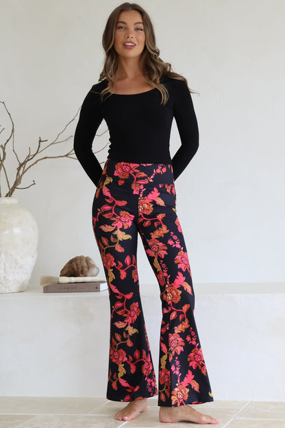 Scarlett Pants - High Waisted Flare Pants In Valerie Print