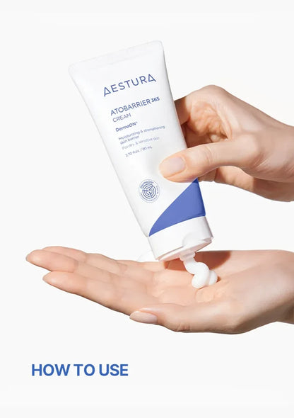 Dispense AESTURA Atobarrier 365 Cream into clean hands and smooth over the face