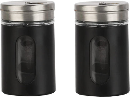 Black Retro Salt & Pepper Glass Jar Shakers